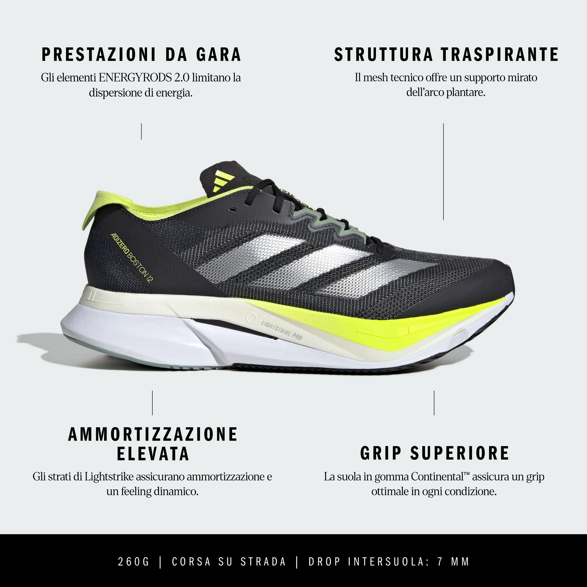 Scarpe running uomo ADIDAS ADIZERO BOSTON 12 nere 3/8