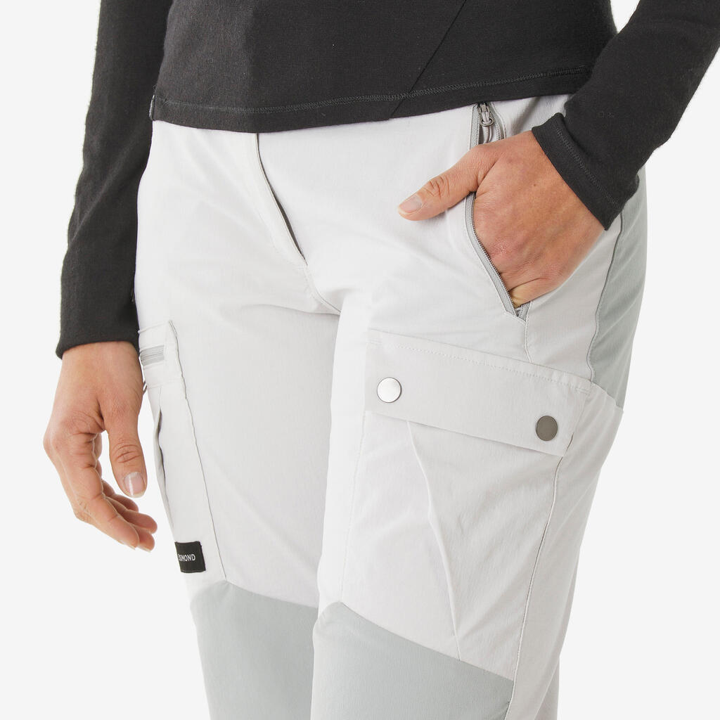 Pantalon résistant de trek montagne femme, MT500 gris