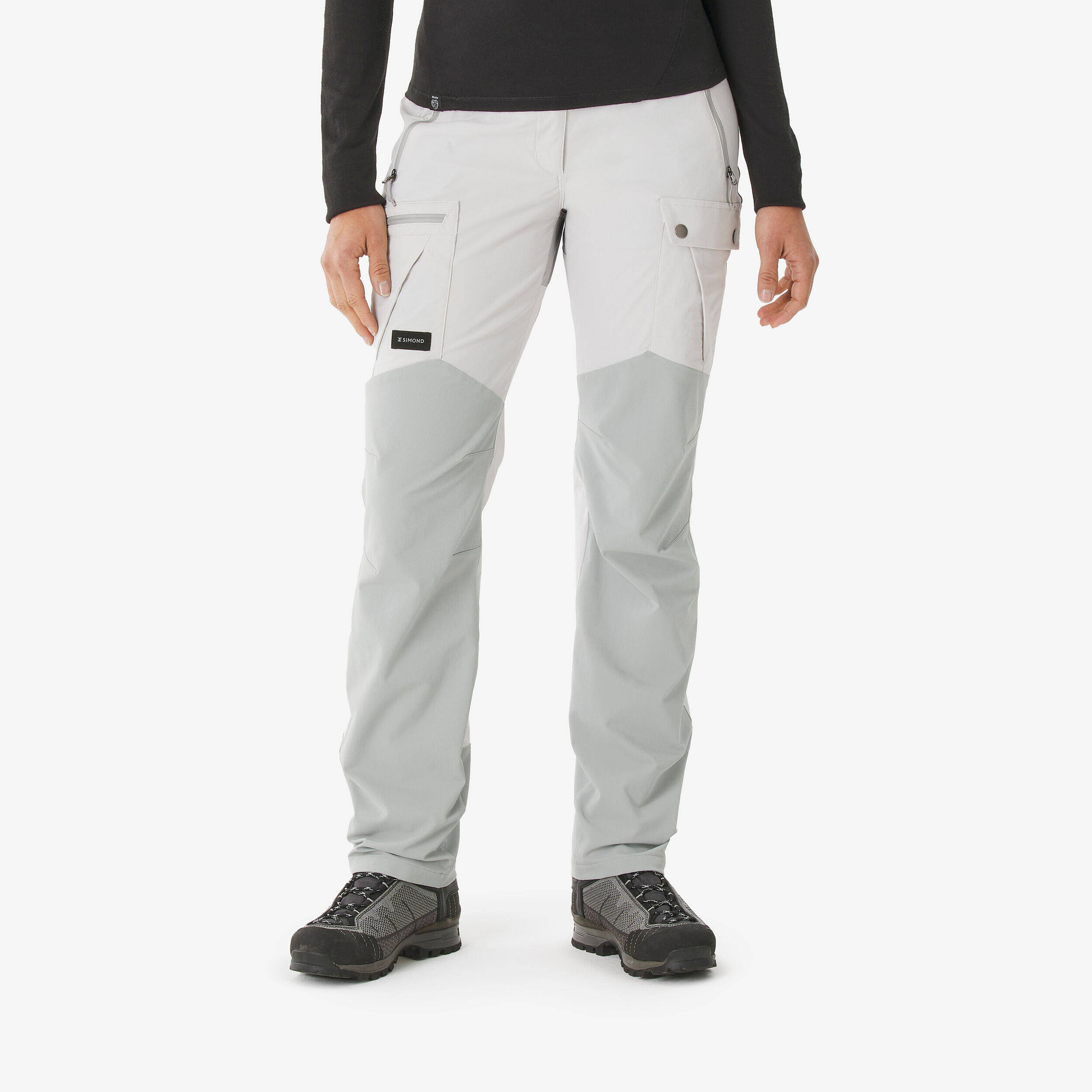 Women’s mountain trekking water-repellent trousers - MT500 - Grey -  1