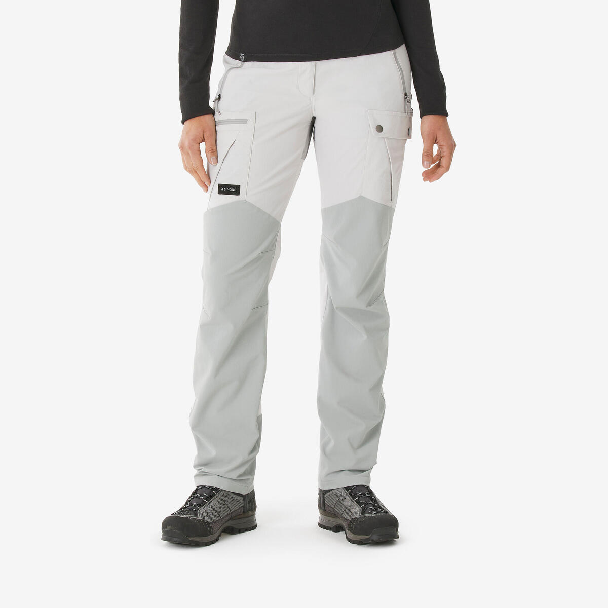 Pantalon résistant de trek montagne femme, MT500 gris