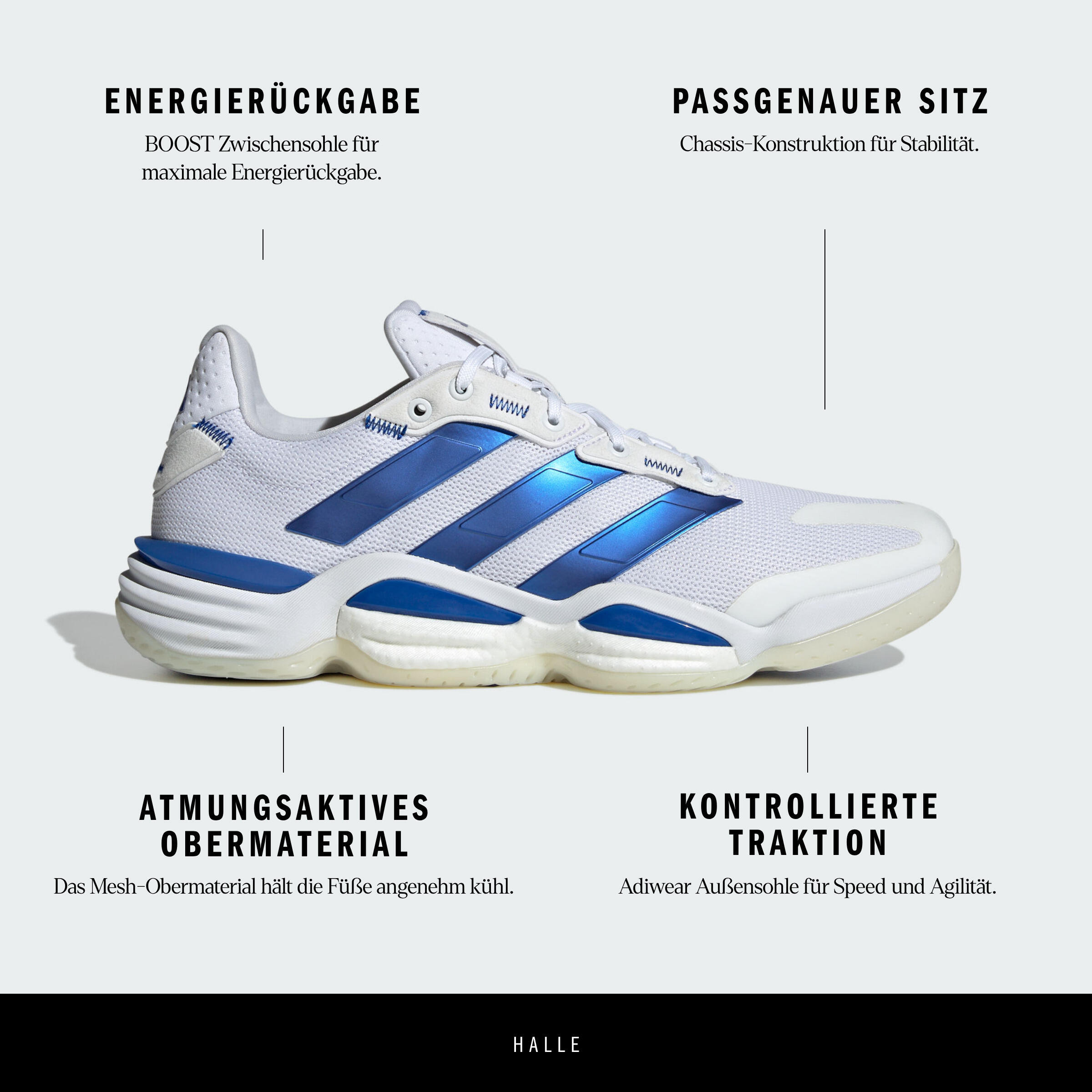 Scarpe pallamano adulto ADIDAS STABIL 16 bianco-blu 11/11