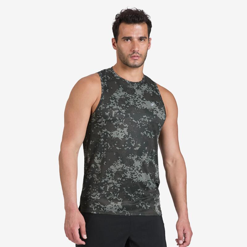 Débardeur de fitness respirant homme, kaki