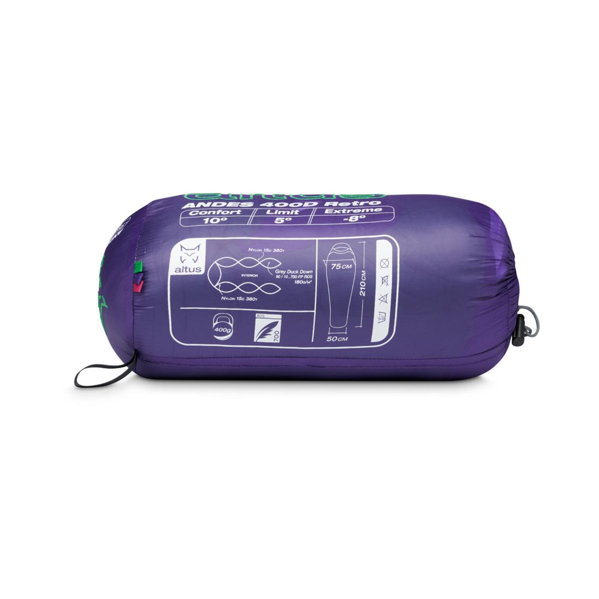 Saco de dormir plumón 10ºC confort forma de momia vivac Altus Andes 400 Z80 - CD 4/5