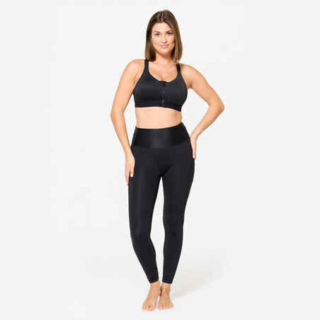 Women's High Support Zipped Sports Bra with Cups - Black