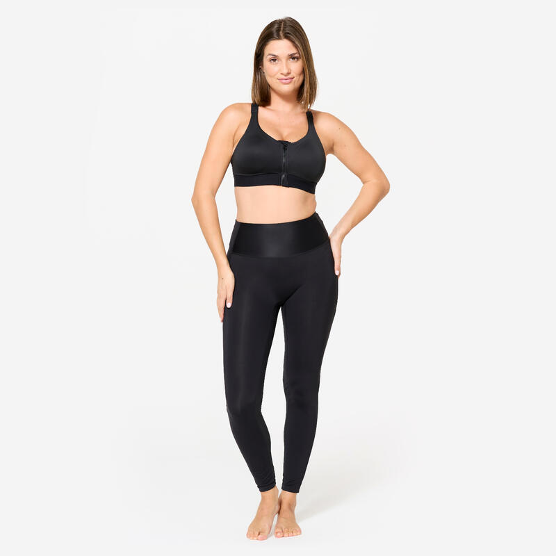 Brassière zippée avec coques maintien fort Femme, Noir