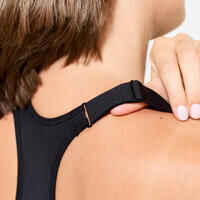 Women's High Support Zipped Sports Bra with Cups - Black