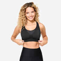 Women's Seamless Muscle Back Medium-Support Sports Bra - Black