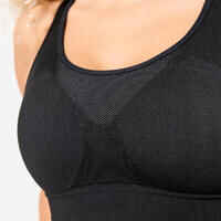 Women's Seamless Muscle Back Medium-Support Sports Bra - Black
