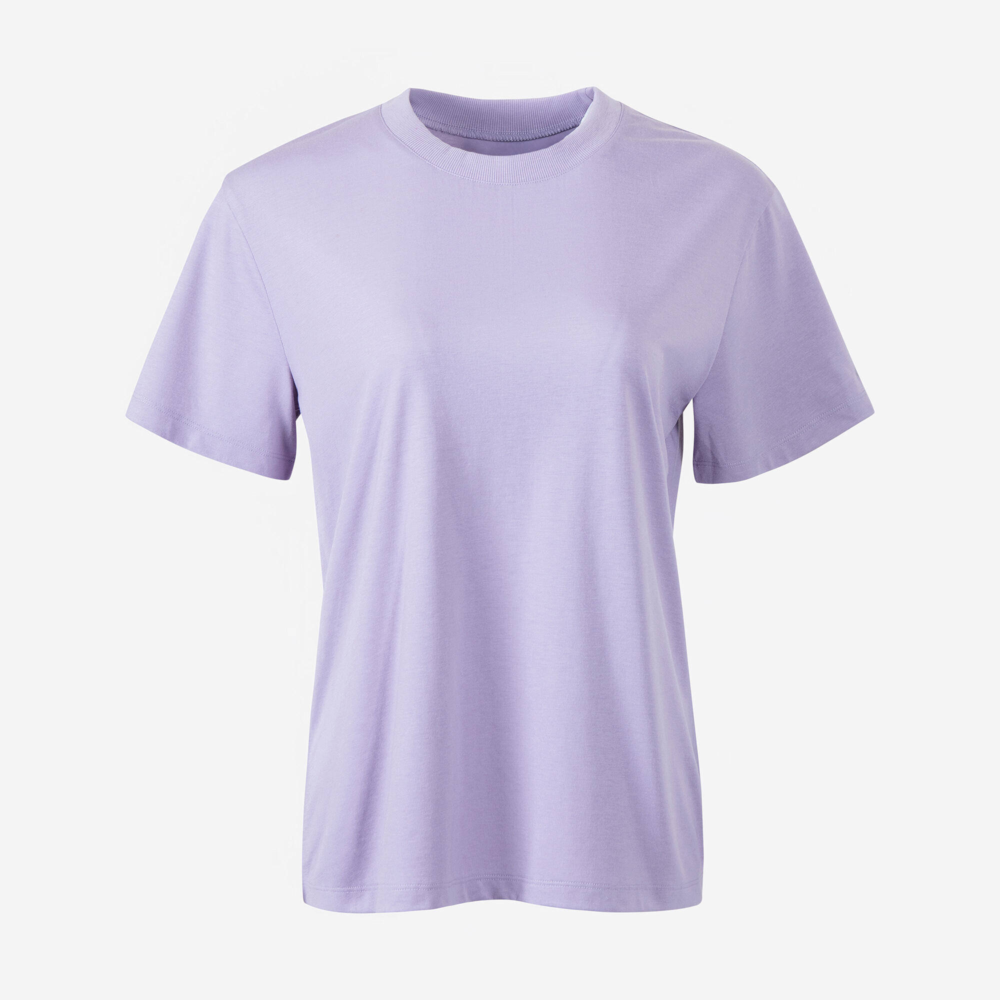 Women Crew Neck Wide Plain T-Shirt Oversize 520 - Smoked Purple -  1
