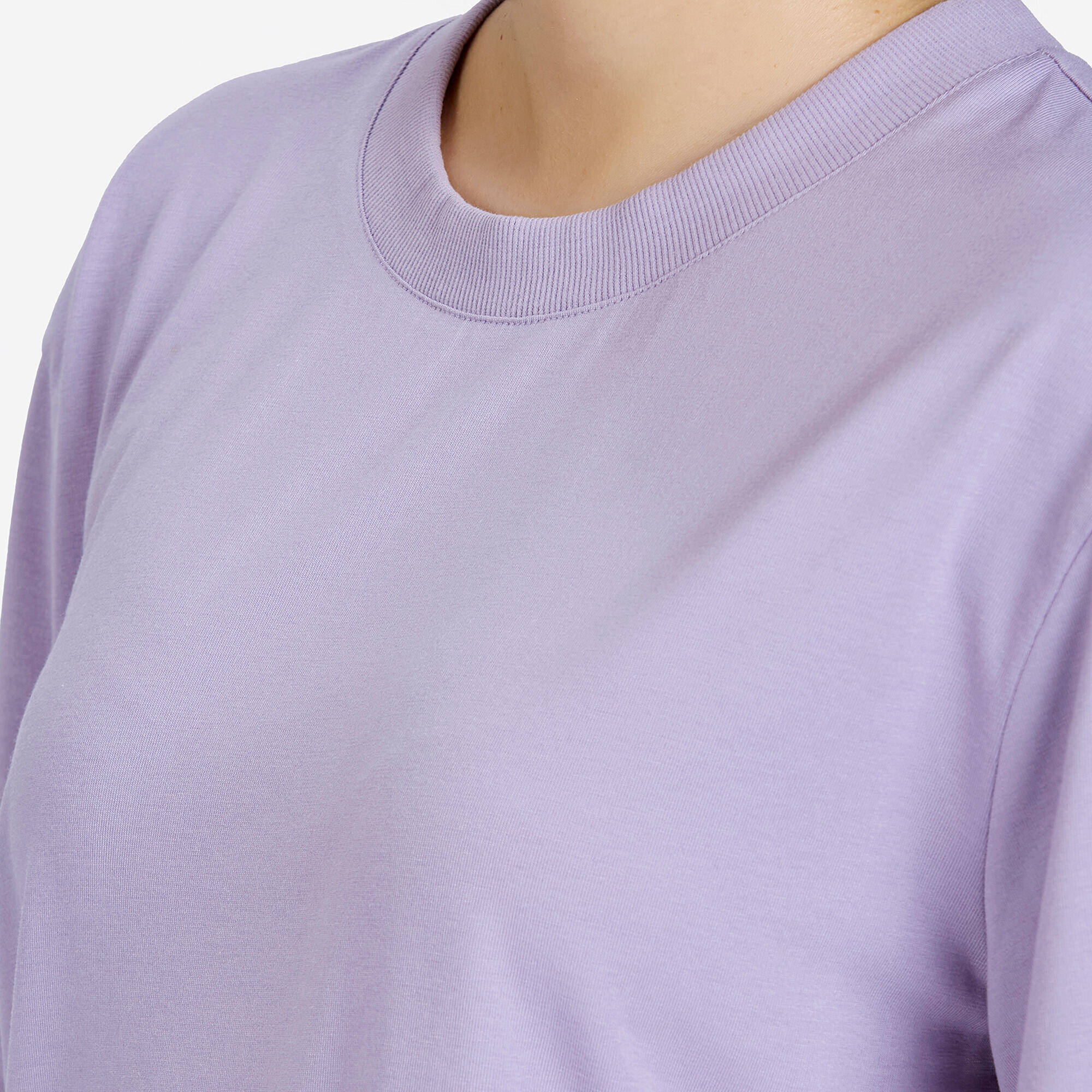 Women Crew Neck Wide Plain T-Shirt Oversize 520 - Smoked Purple -  3