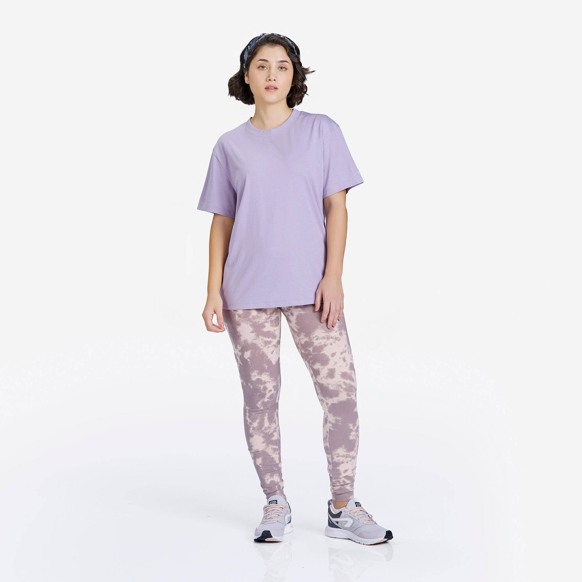 Women Crew Neck Wide Plain T-Shirt Oversize 520 - Smoked Purple -  4