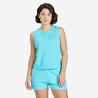 Crew Neck Cotton Flared Cropped Tank Top 520 - Lagoon Green