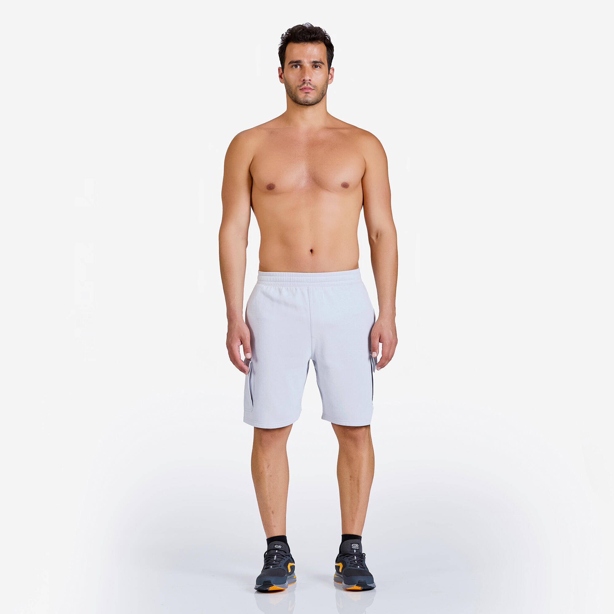 Men's Seamless Cargo Shorts 520 with 4 Pockets - Pearl Grey