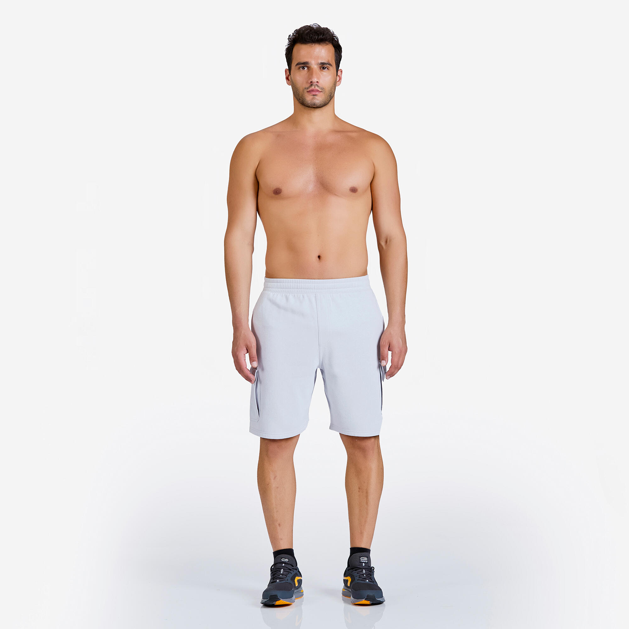 Men's Seamless Cargo Shorts 520 with 4 Pockets - Pearl Grey image