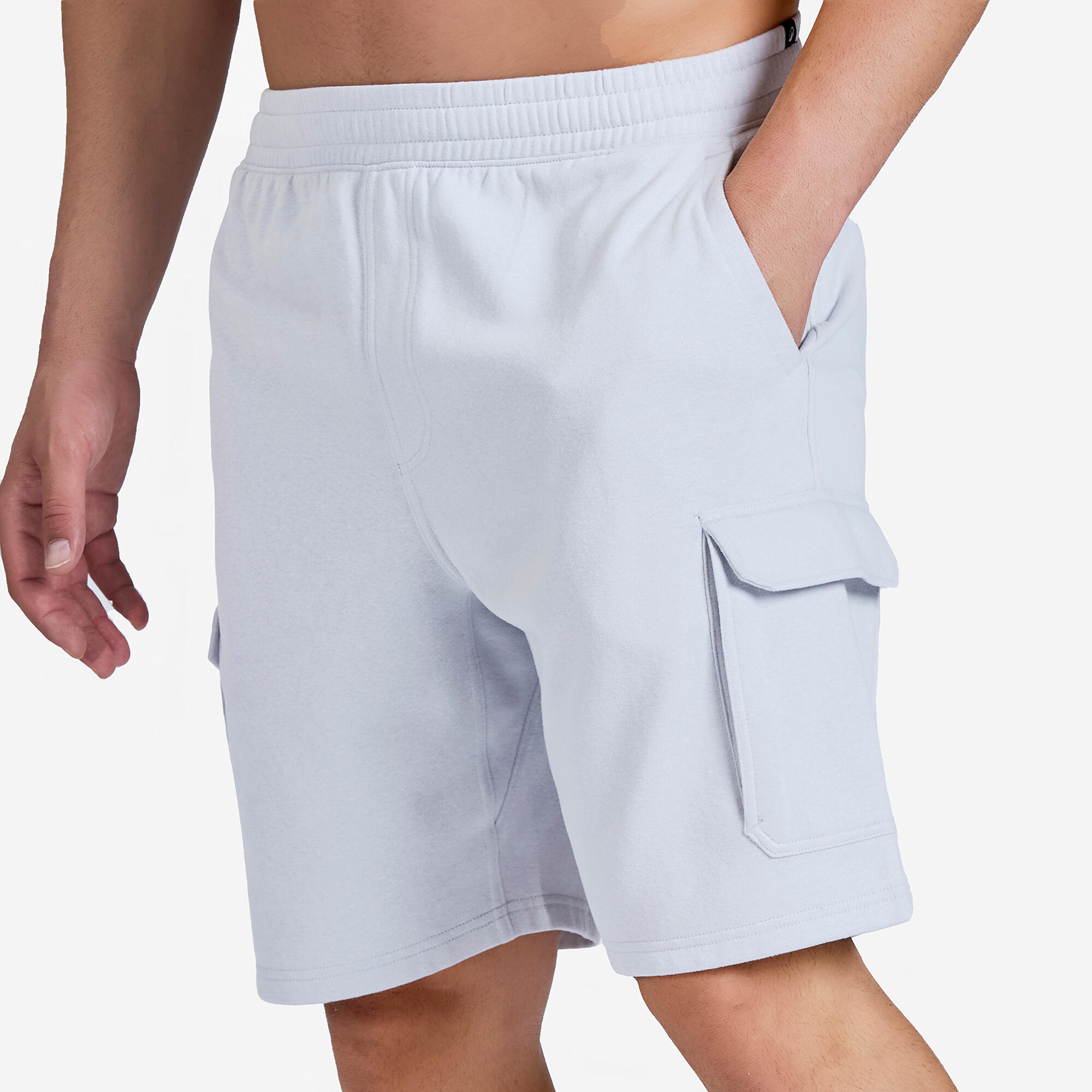 Men's Seamless Cargo Shorts 520 with 4 Pockets - Pearl Grey