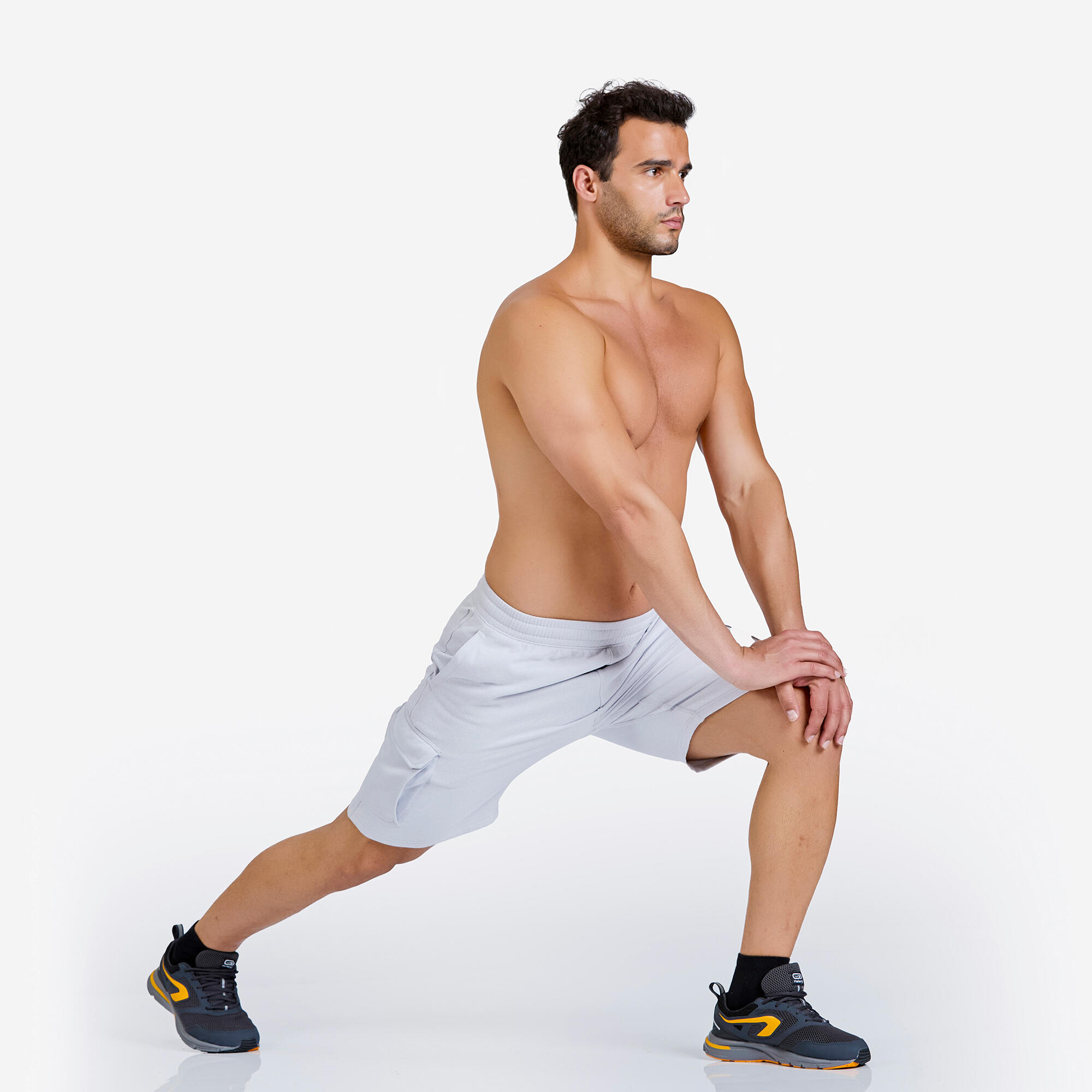 Men's Seamless Cargo Shorts 520 with 4 Pockets - Pearl Grey