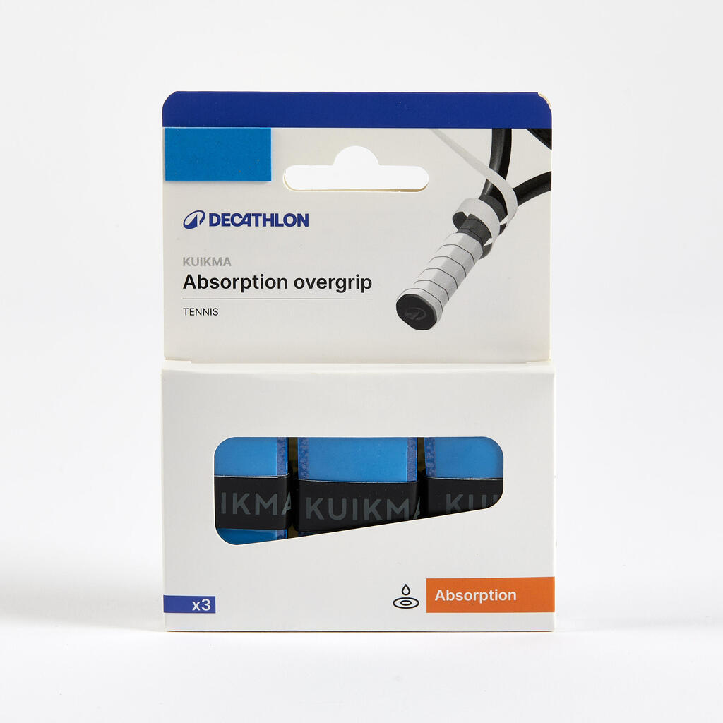 Absorbent Tennis Overgrip Tri-Pack - Blue