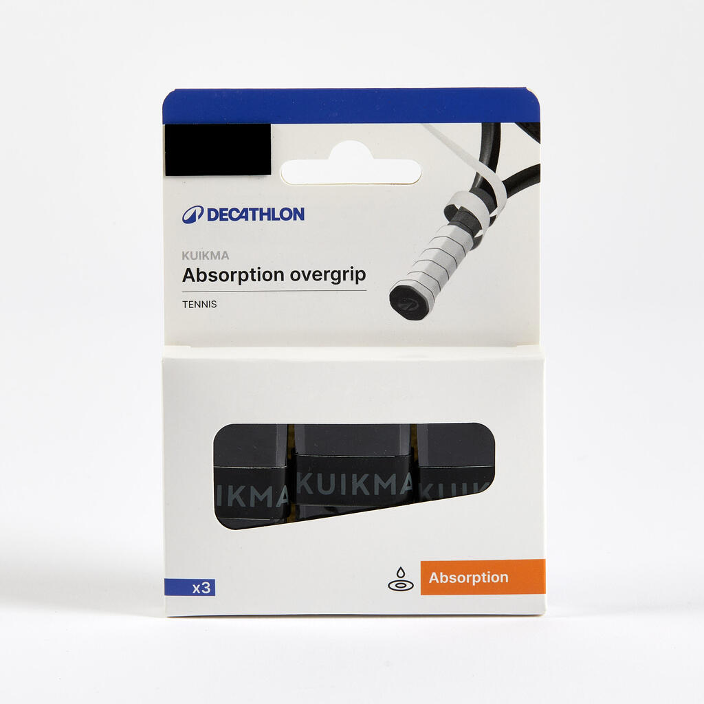 Absorbent Tennis Overgrip Tri-Pack - Black