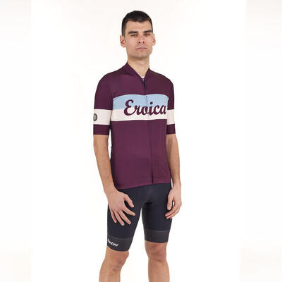 Maglia bici da corsa gravel Collezione Eroica Santini color bordeaux
