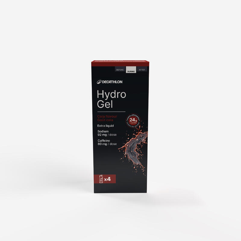 Gel energético HIDRO GEL Cola 4 X 53ml      6,90€  Preço por quantidade 32,55€l DECATHLON Gel energético HIDRO GEL Cola 4 X 53ml  (40)A partir de 2 horas    