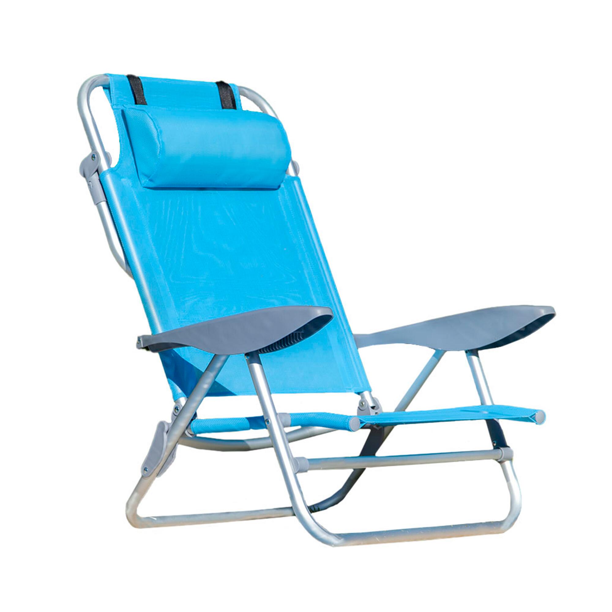 Sedia mare pieghevole, reclinabile, con poggiatesta 72x61x9 cm 12/14