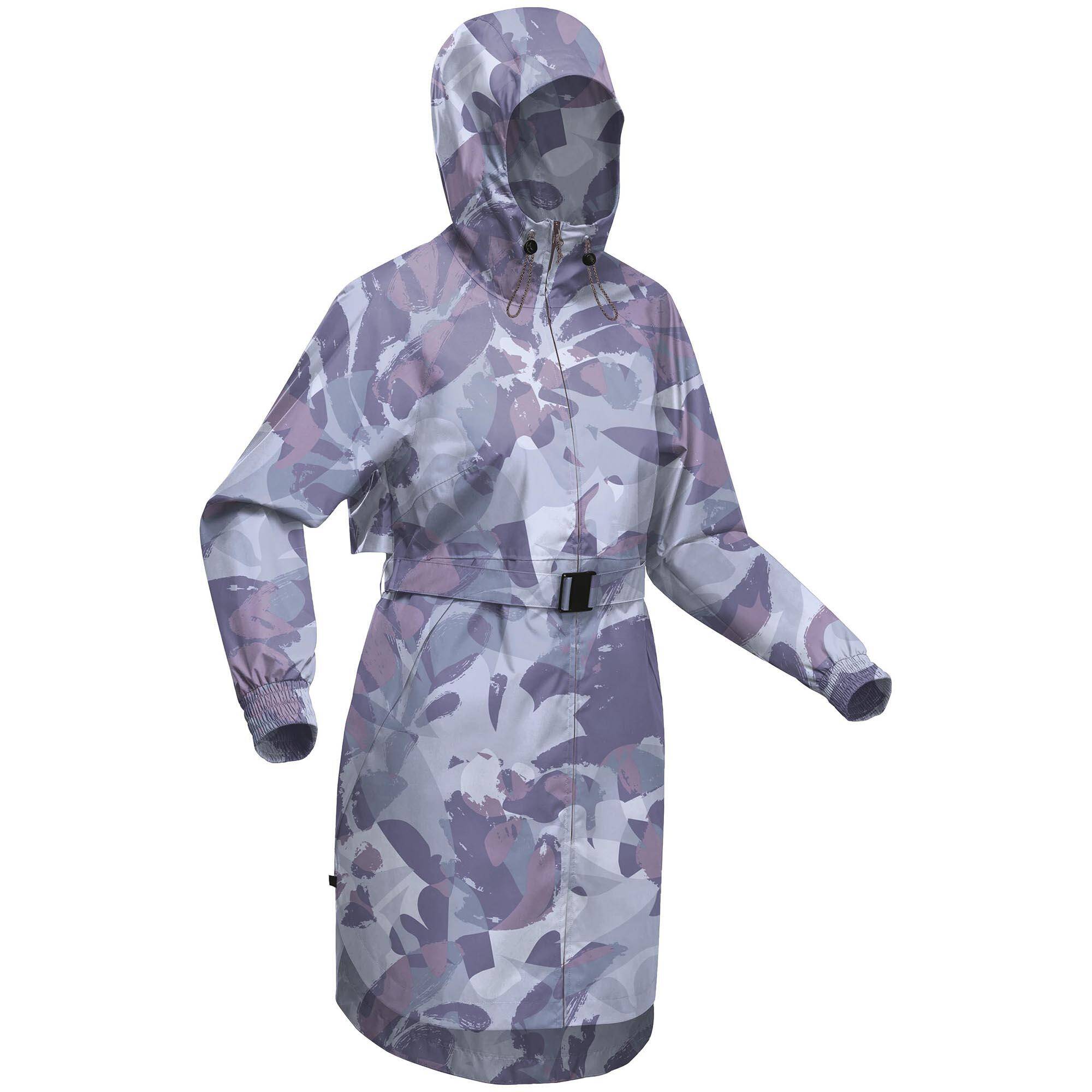 Women’s waterproof hiking jacket, Raincut Long - Blue -  1