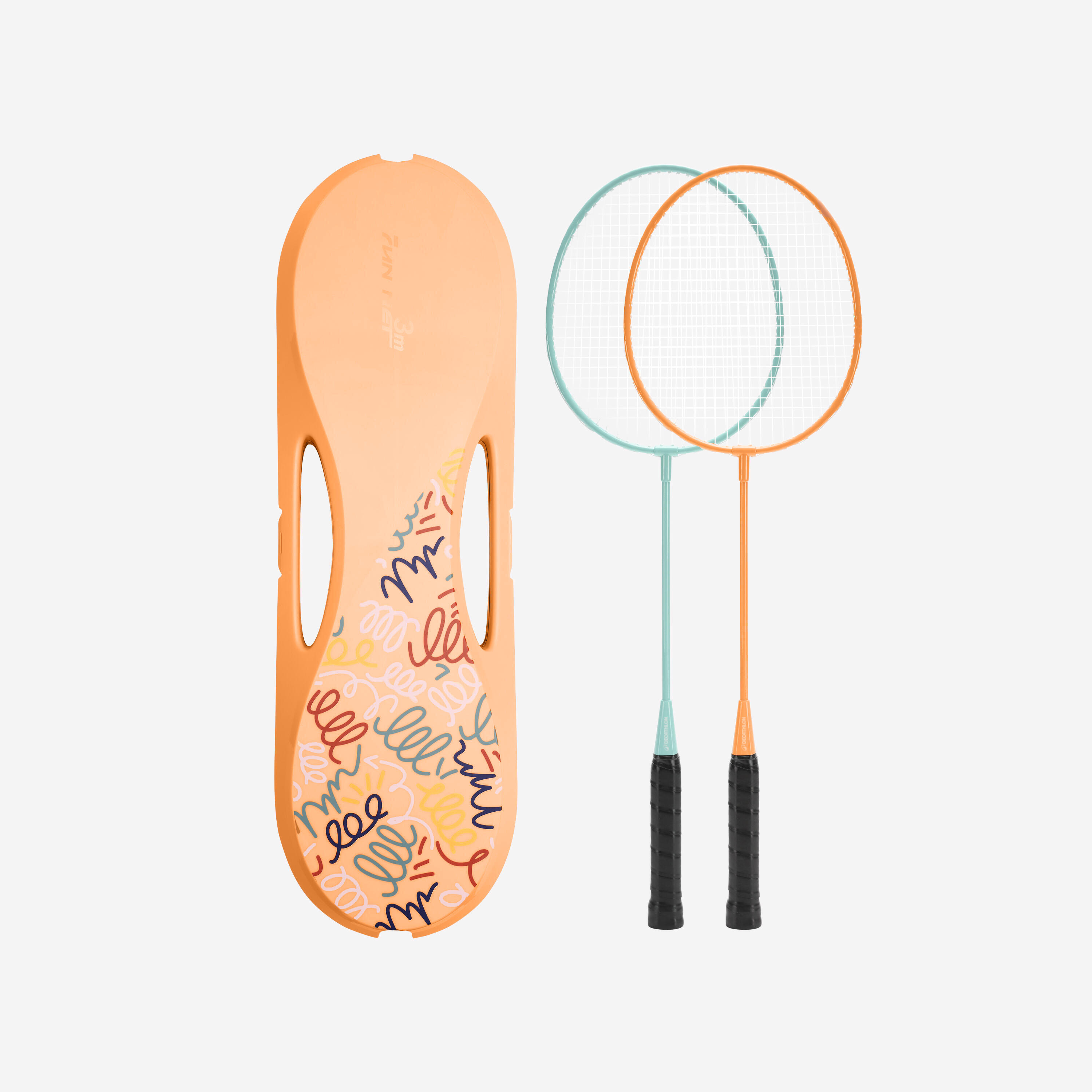Badminton Set - 2-Racket 2-Shuttle & Net Orange - PERFLY