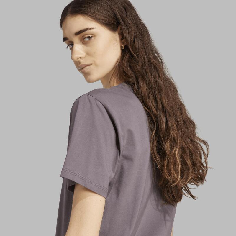 T-shirt de fitness en coton femme, gris