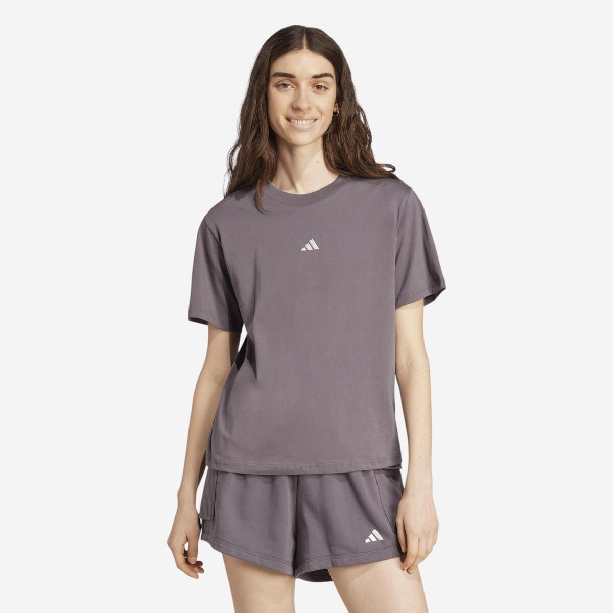 T-shirt de fitness en coton femme, gris