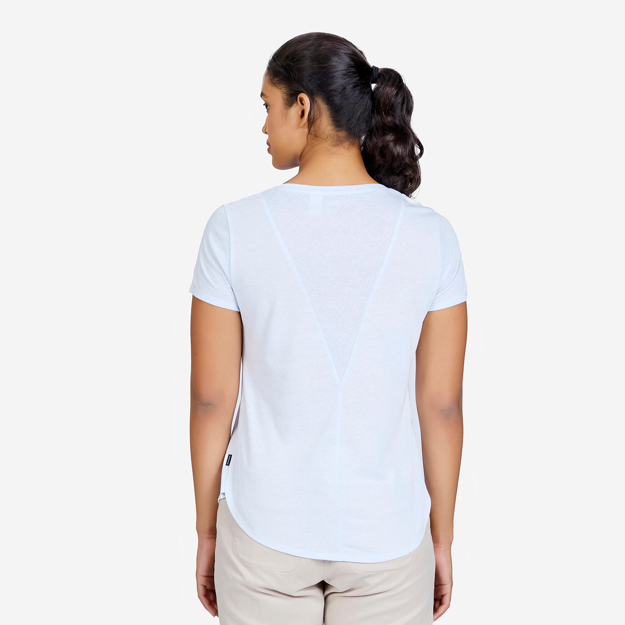 Women Hiking Breathable T-shirt - NH500 Blue