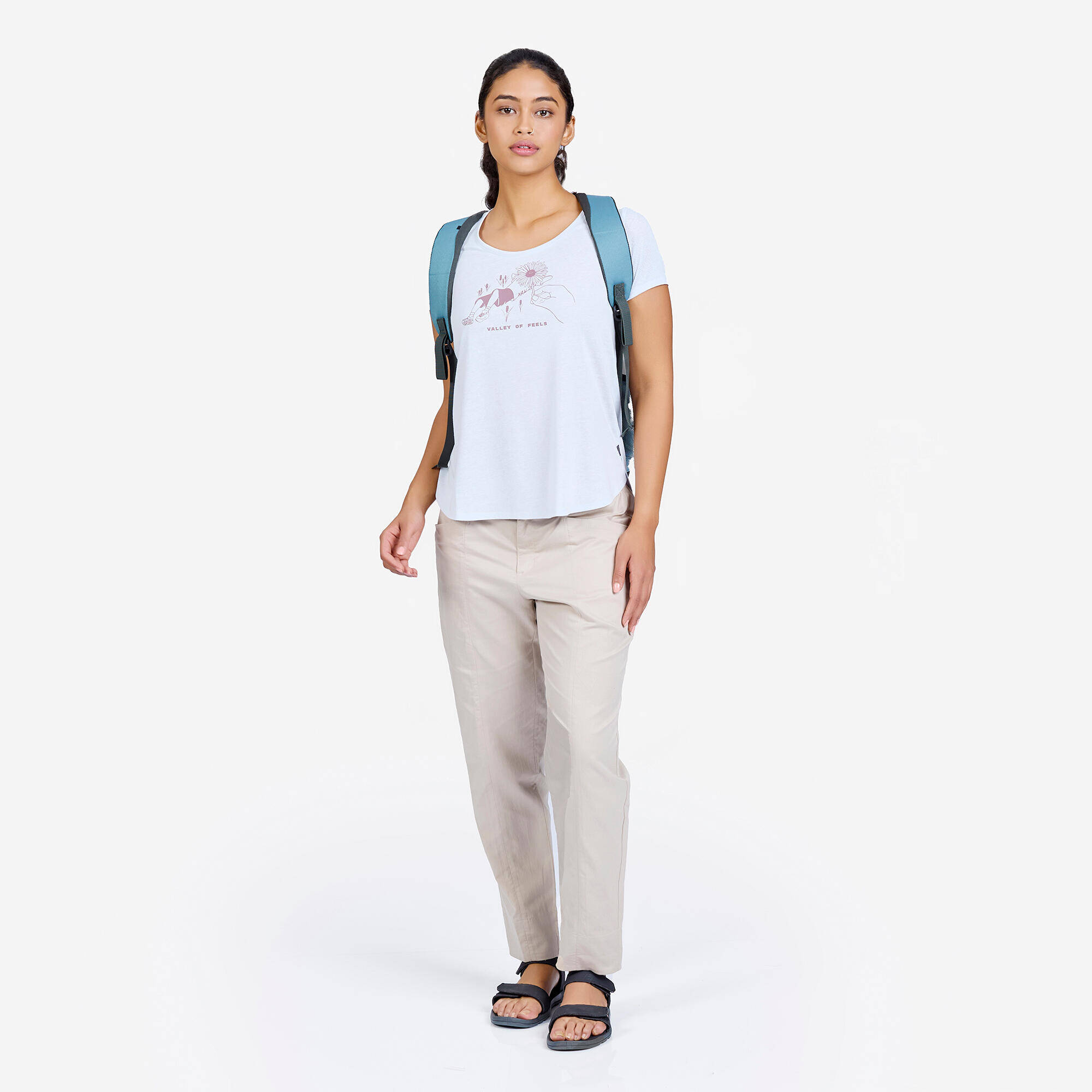 Women Hiking Breathable T-shirt - NH500 Blue -  2