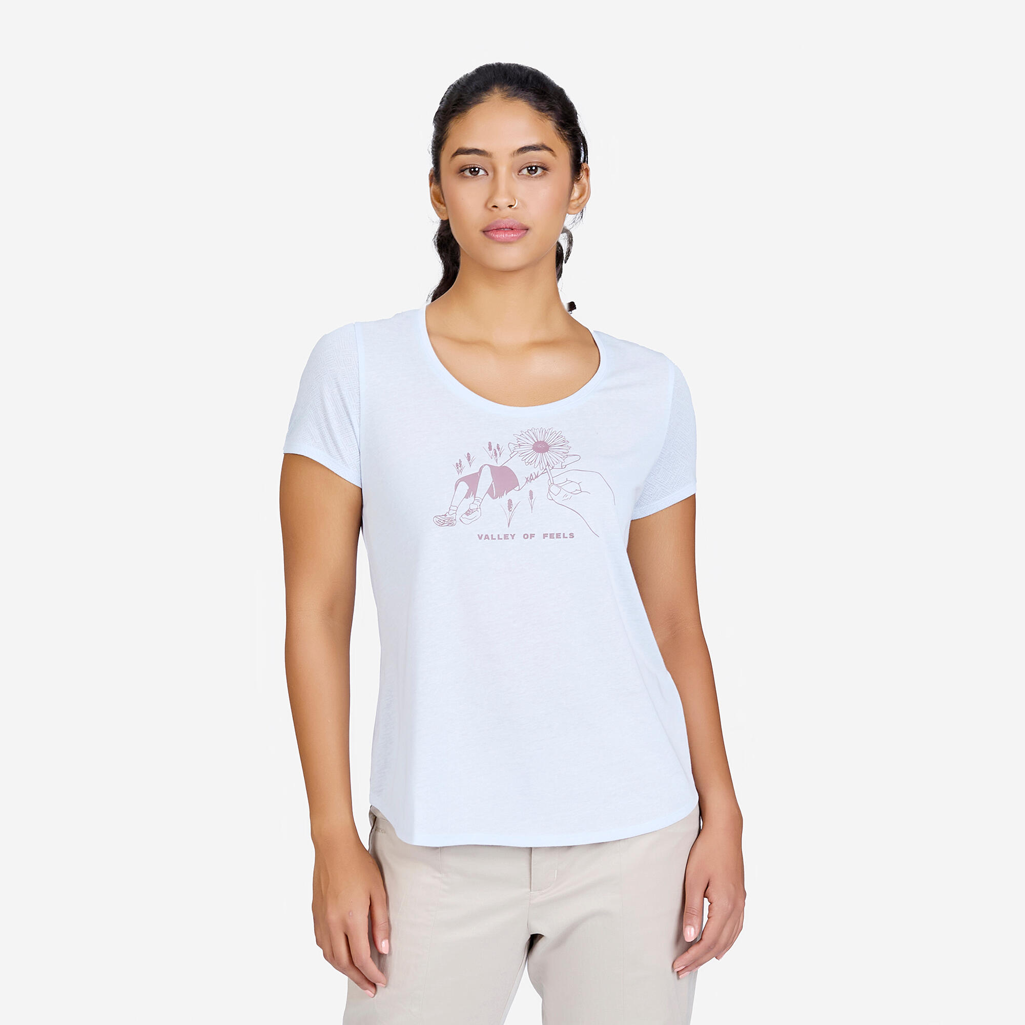 Women Hiking Breathable T-shirt - NH500 Blue