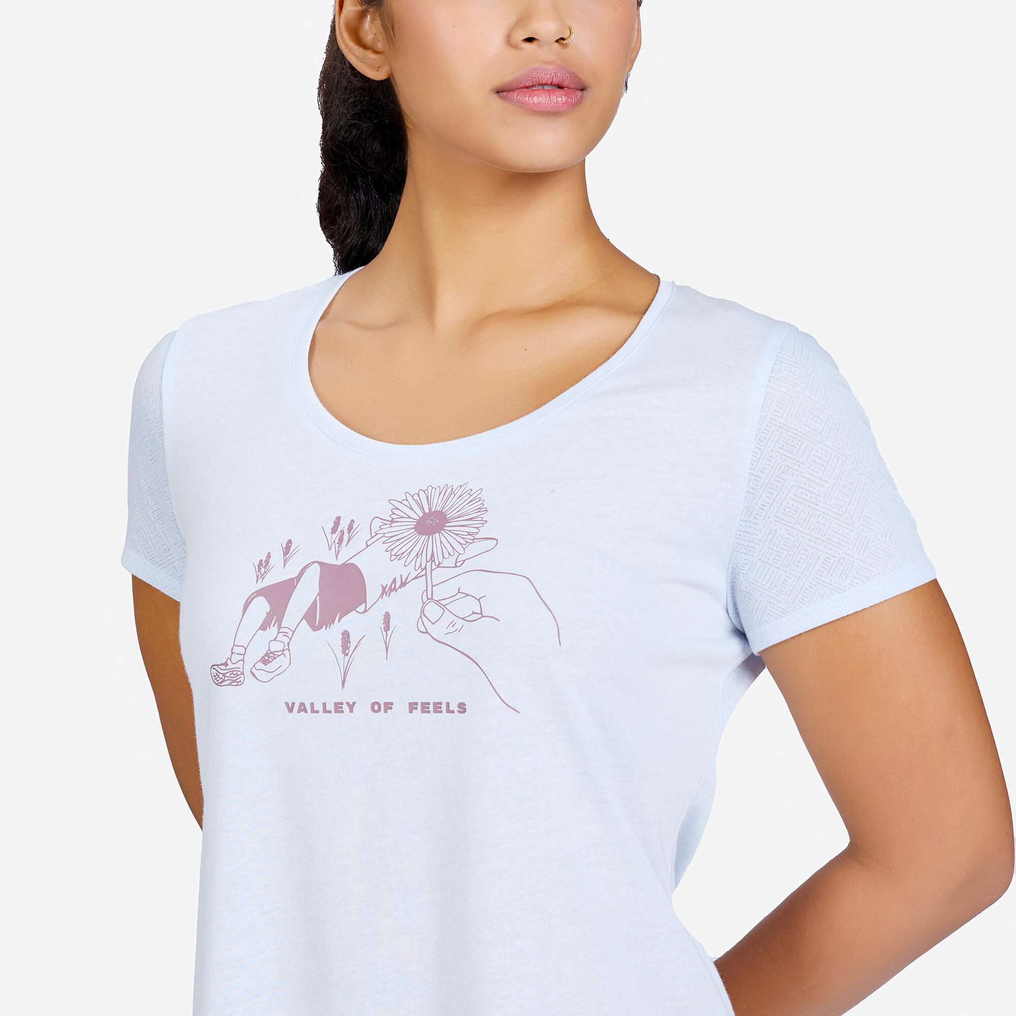 Women Hiking Breathable T-shirt - NH500 Blue