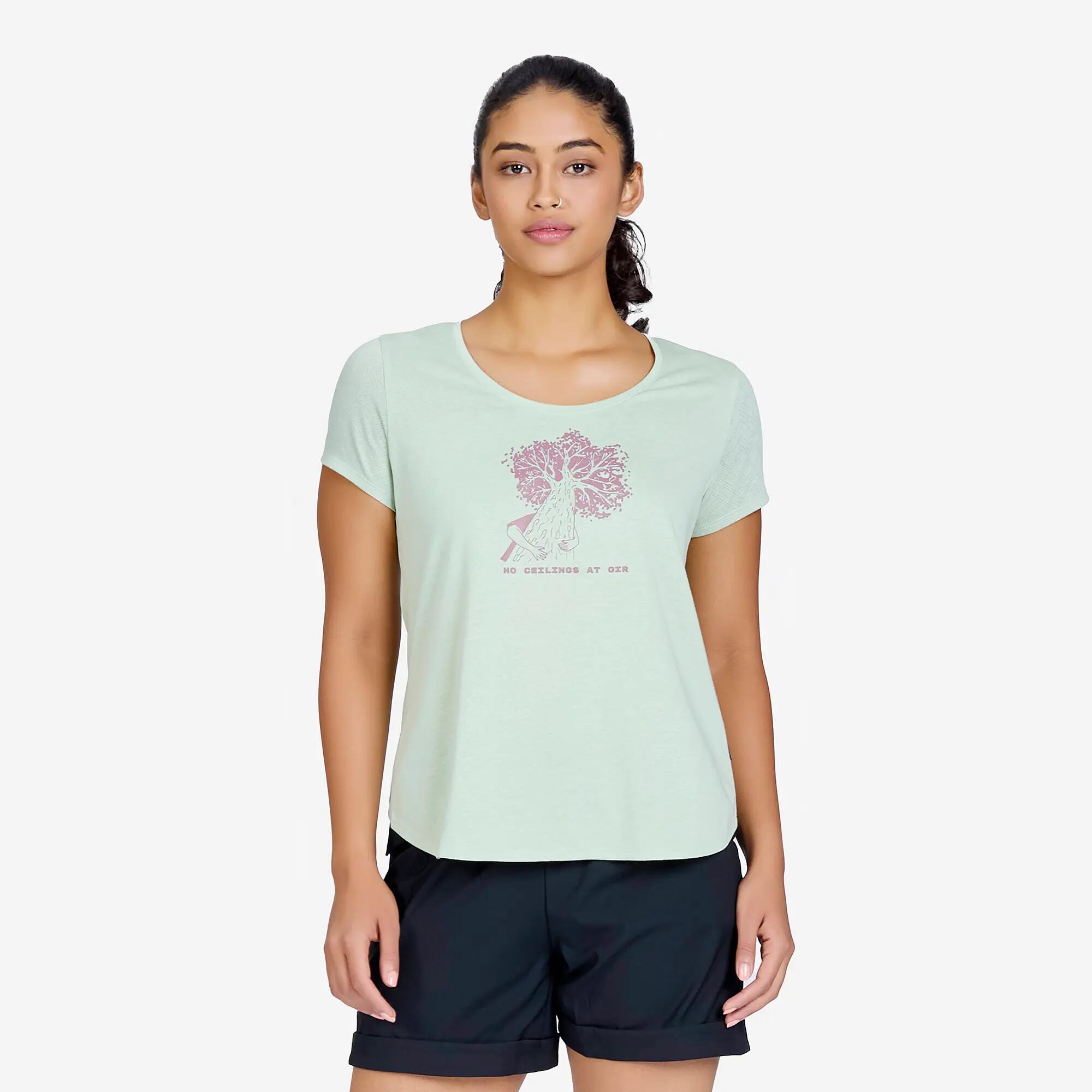 Women Hiking Breathable T-shirt - NH500 Green -  5
