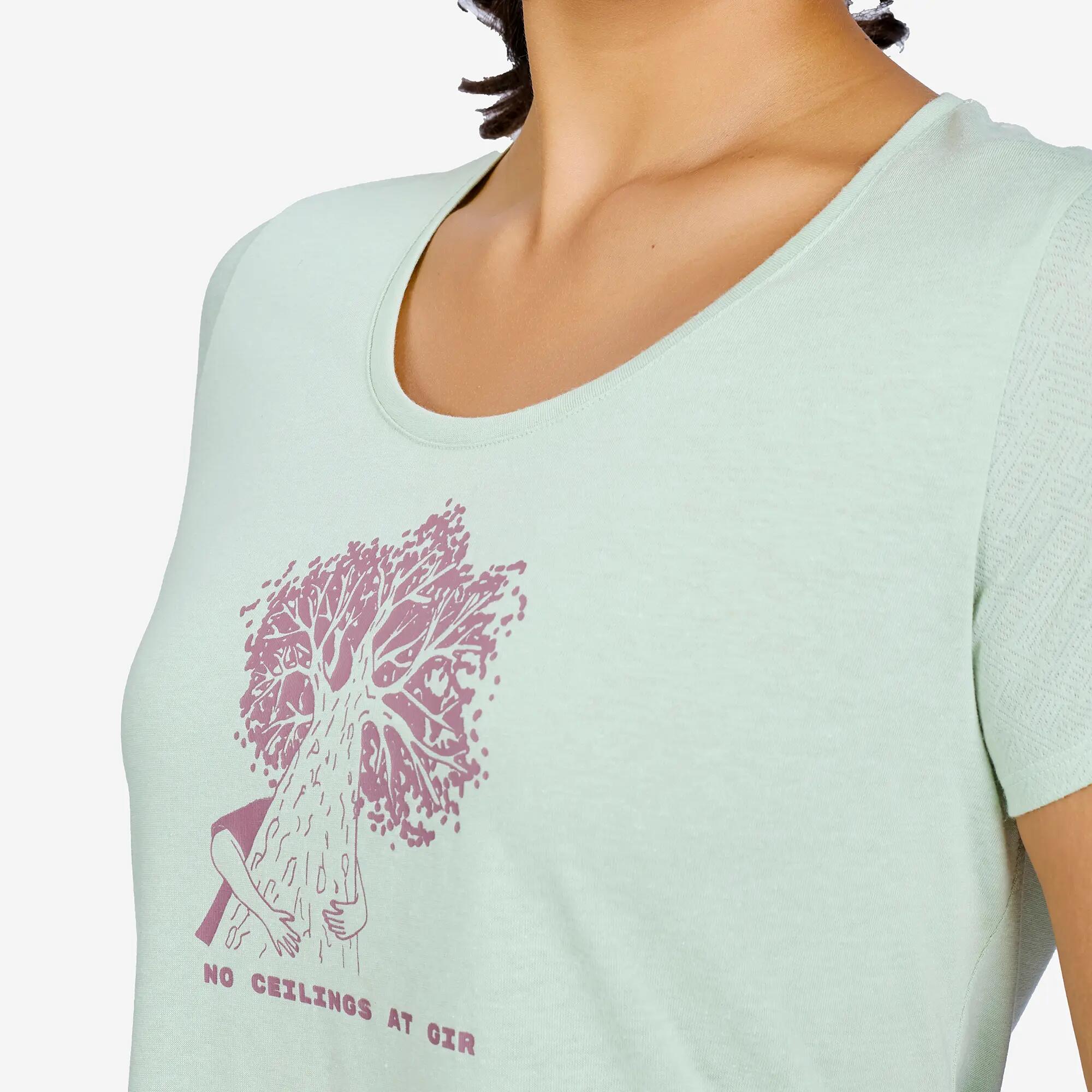 Women Hiking Breathable T-shirt - NH500 Green -  4