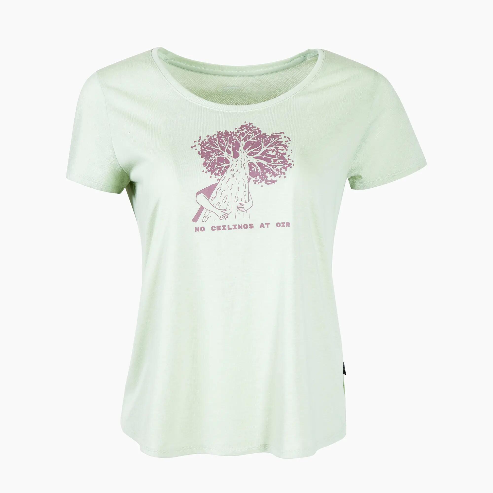 Women Hiking Breathable T-shirt - NH500 Green -  2