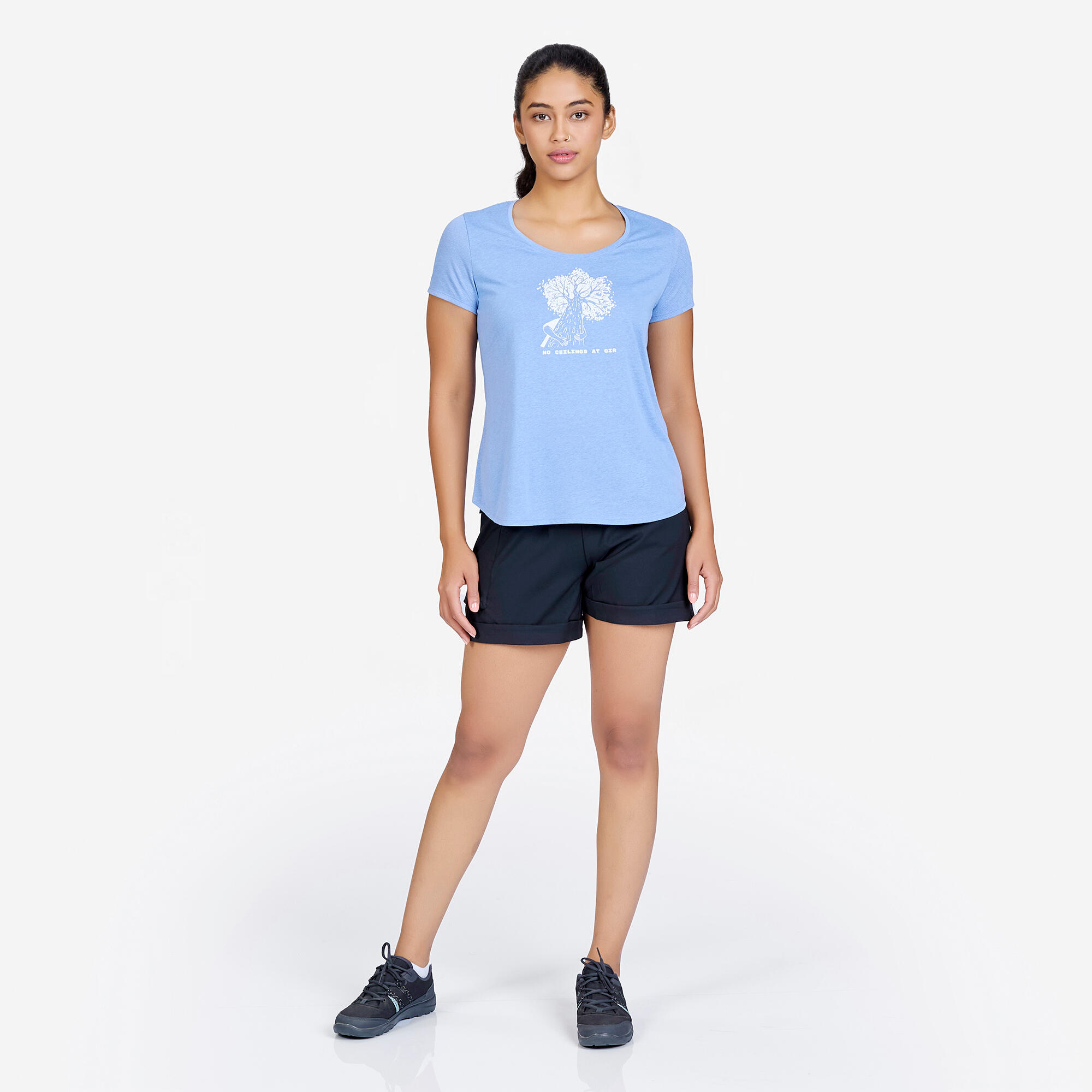 Women Hiking Breathable T-shirt - NH500 Blue
