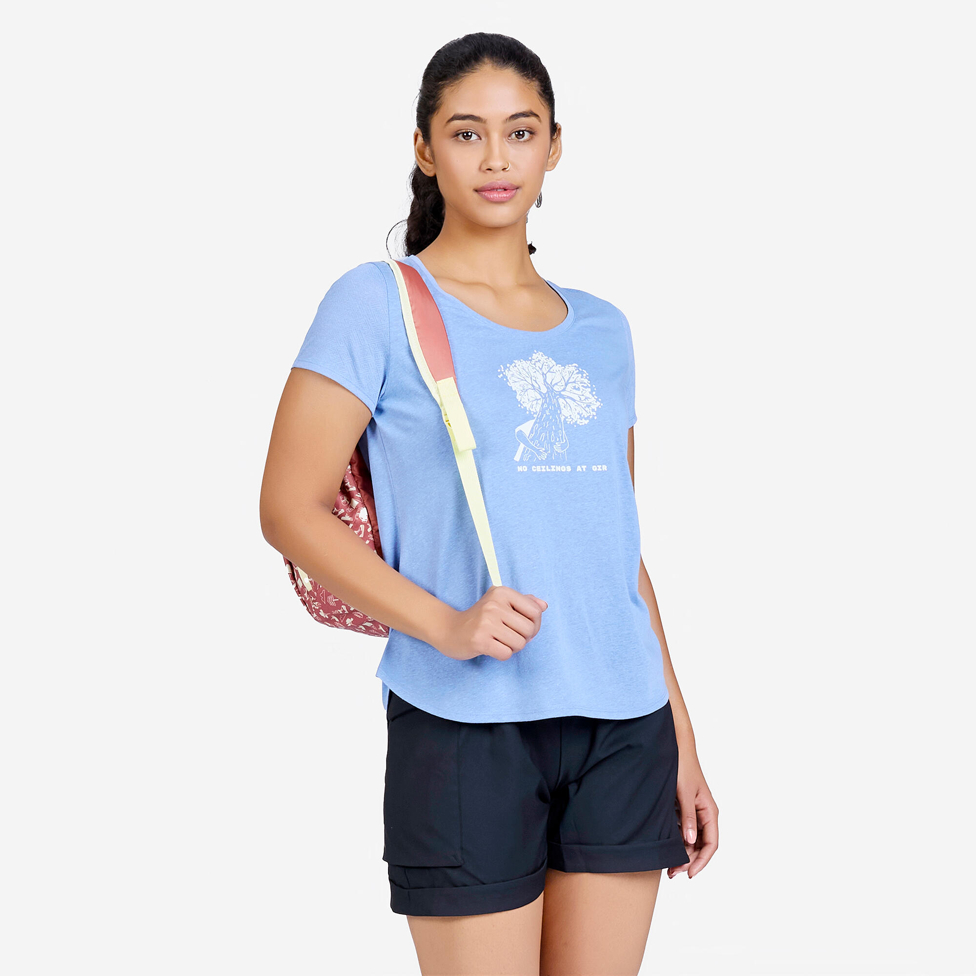 Women Hiking Breathable T-shirt - NH500 Blue