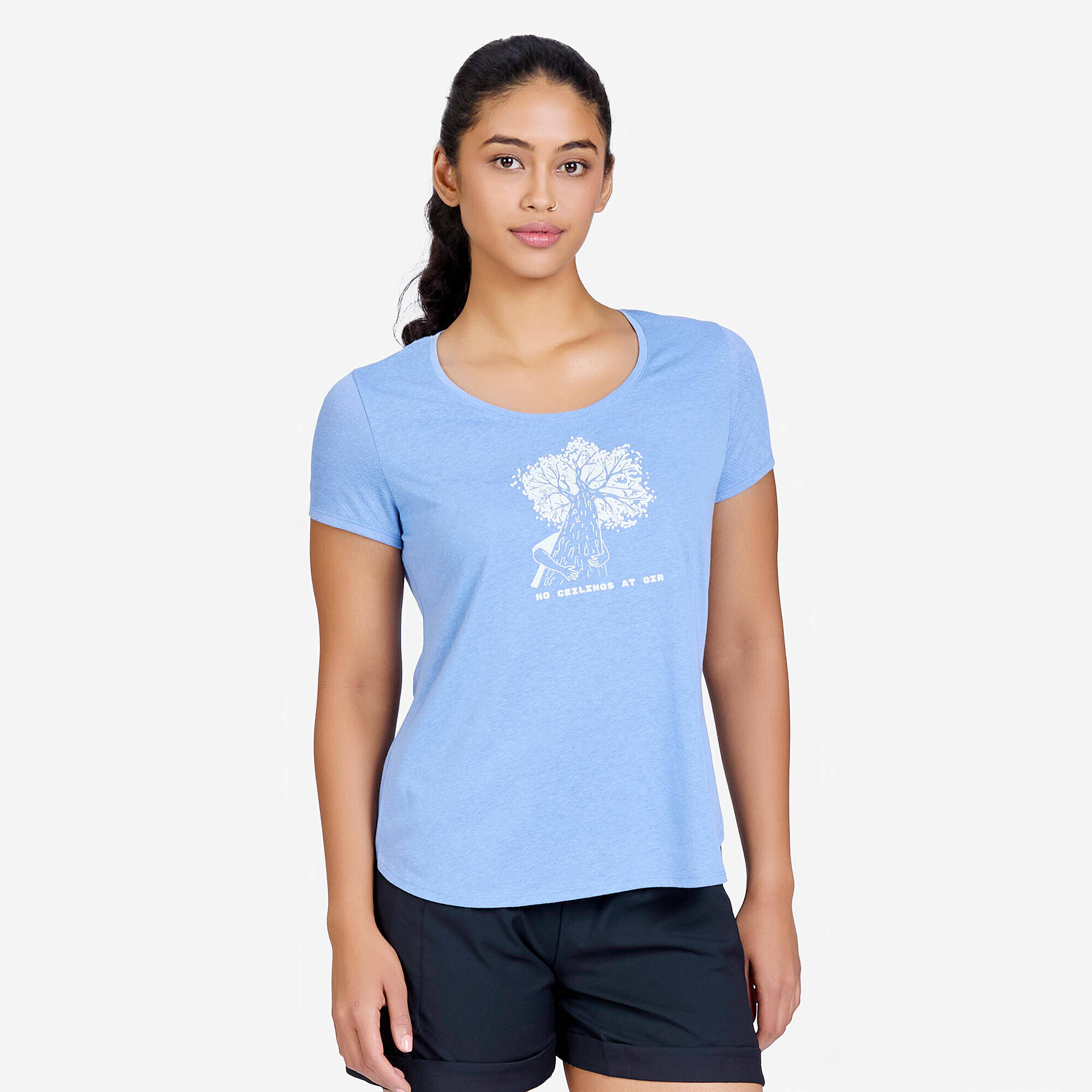 Women Hiking Breathable T-shirt - NH500 Blue