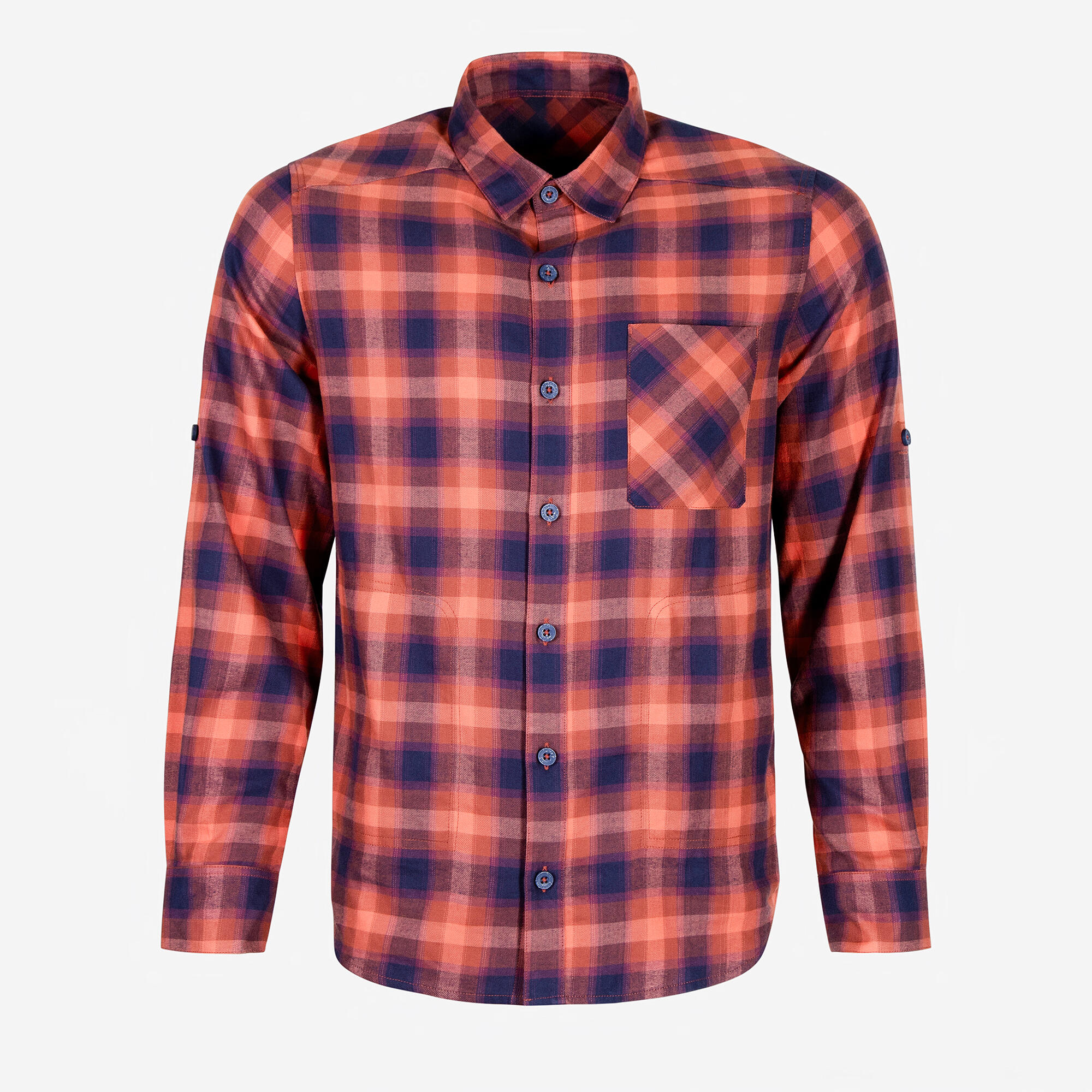 Men Checked Full Sleeve Light Flannel Shirt Grey - Travel 500