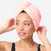 Serviette de bain microfibre douce pour cheveux rose clair