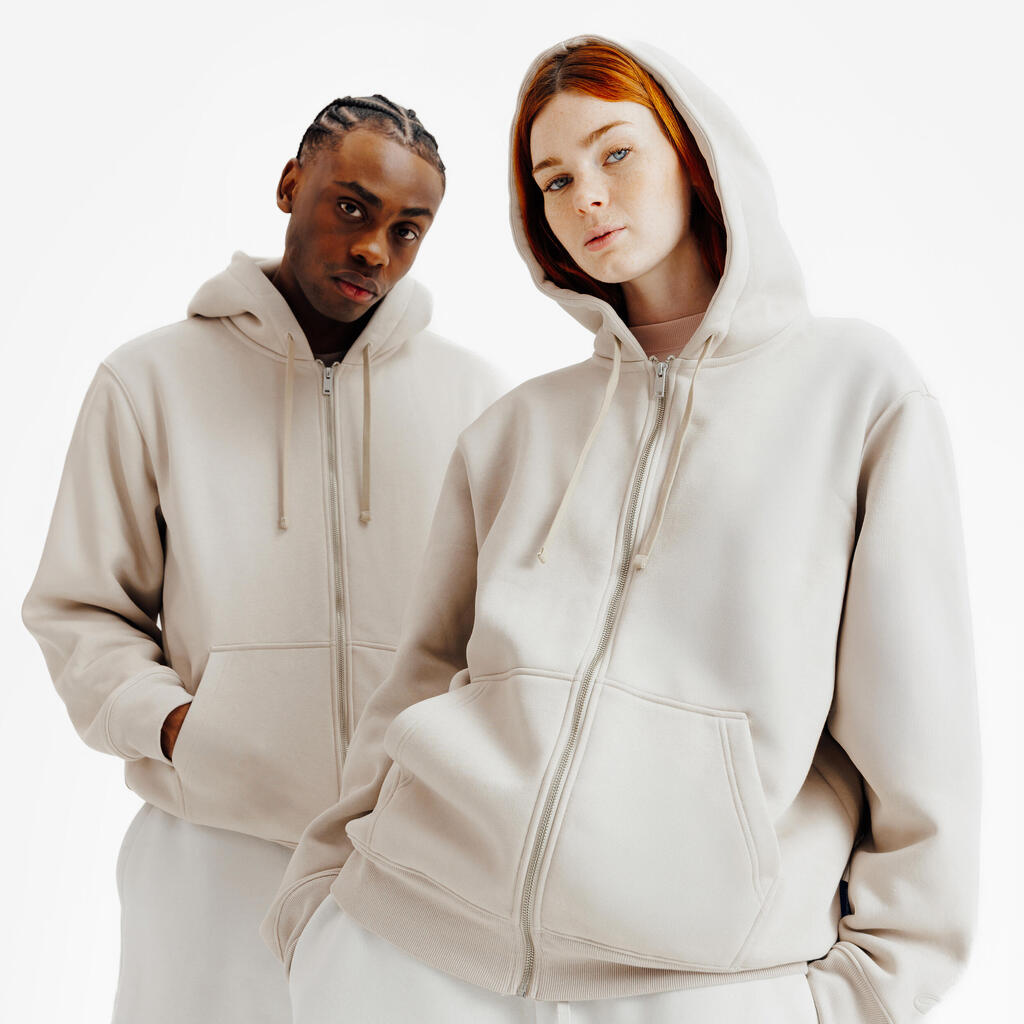 Unisex Zipped Sweatshirt, Elementals - Beige