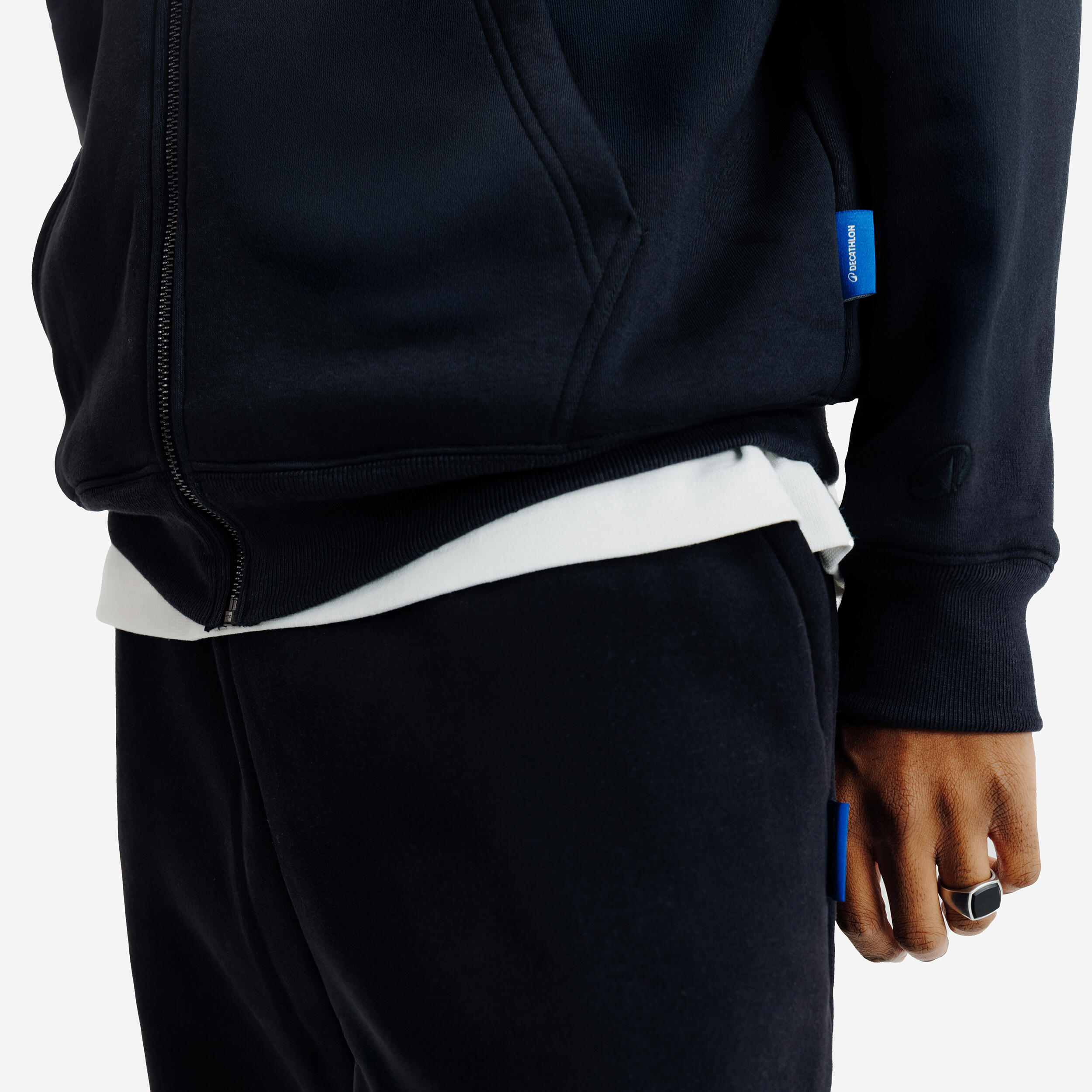 Sweat zippé relax mixte, Elementals, noir 5/8