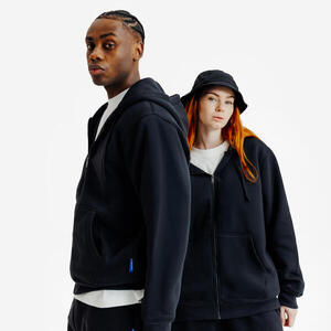 Sudadera con cremallera corte holgado unisex, Elementals, negro