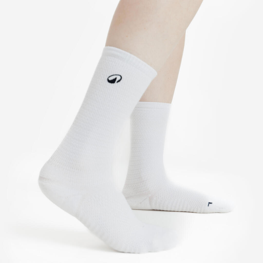 Mid-calf socks, black and white, pack of 2