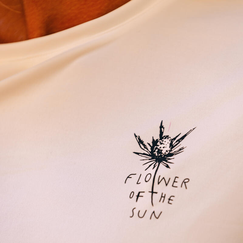 UV-Shirt langarm Surfen Herren UV-Schutz 50+ Flower weiss