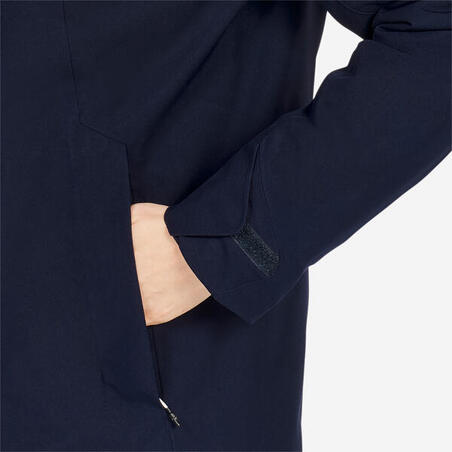 Куртка жіноча 500 для вітрильного спорту подовжена водонепроникна темно-синя