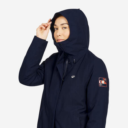 Куртка жіноча 500 для вітрильного спорту подовжена водонепроникна темно-синя