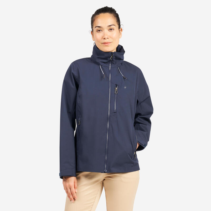 Veste imperméable coupe-vent de voile femme sailing 500 bleu marine