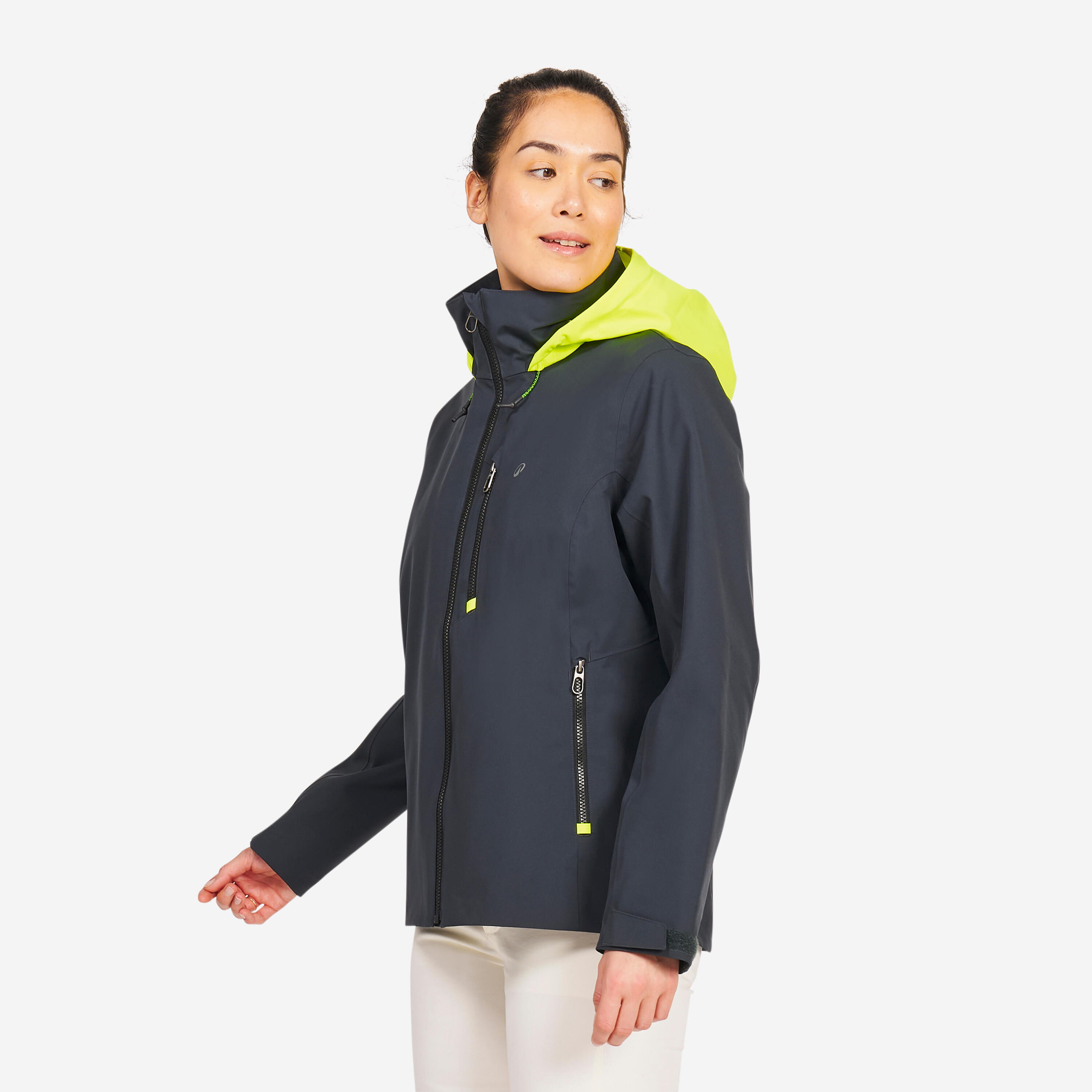 Giacca vela donna SAILING 500 impermeabile grigio scuro  12/24